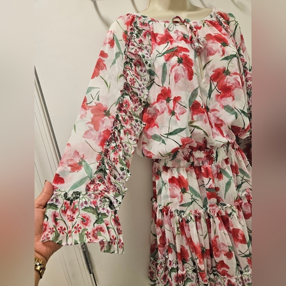 Misa Los Angeles Eliza Tiered Ruffle Chiffon Mini Dress Size S - Picture 7 of 16